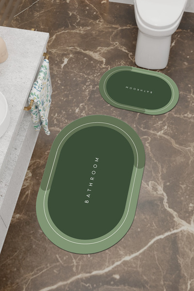 Genel Markalar Su Emici 2'li Set Banyo Paspası Kaymaz Taban Makinada Yıkanabi...