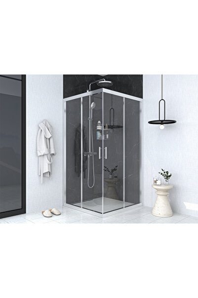 PointPro Point Duşakabin 70 X 70 Kare Şeffaf Cam Kabin 2 Sabit 2 Sürgü Parlak...