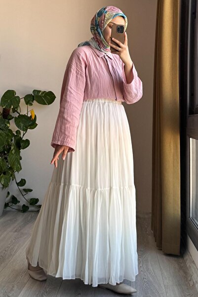 ANDE Шифонна спідниця з підкладкою Crush - Екрю