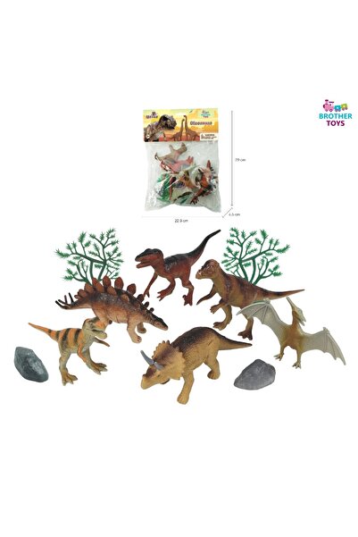 Brother Toys Poşetli 10 Parça Dinozor Dinazor Seti 16 Cm. Trex, Triceraptor, ...
