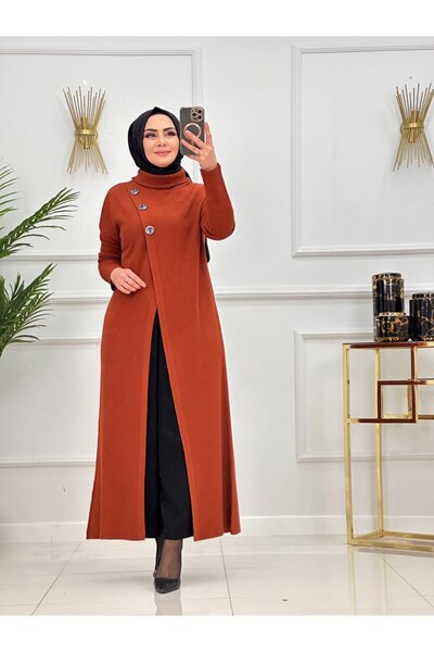 Enans Design فستان تونيك طويل بياقة صياد السمك بقصة كوفاز مع حجاب يارين