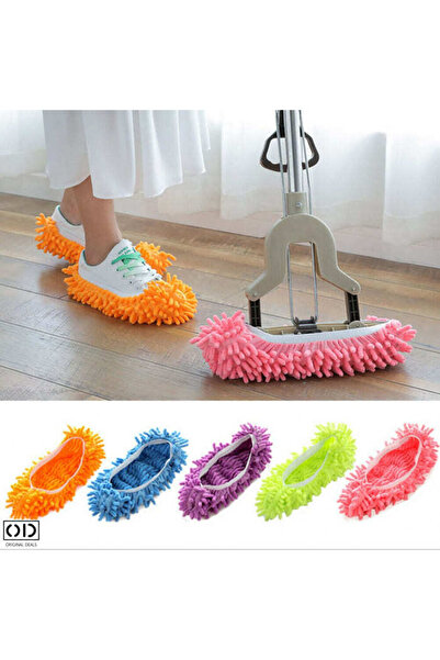 ORIGINAL DEALS Mop-Style Indoor Cleaning Slippers, Microfiber - Multicolor