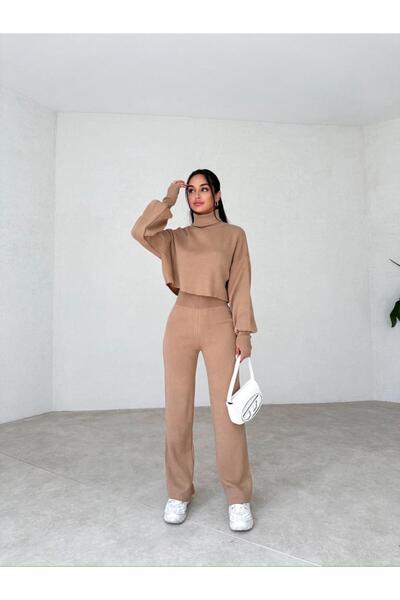 Mooi Butik Turtleneck Sartre Suit 2978 - Camel