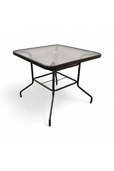 concent طاولة حديد على سطح قزاز ثلجي بفتحة مظلة