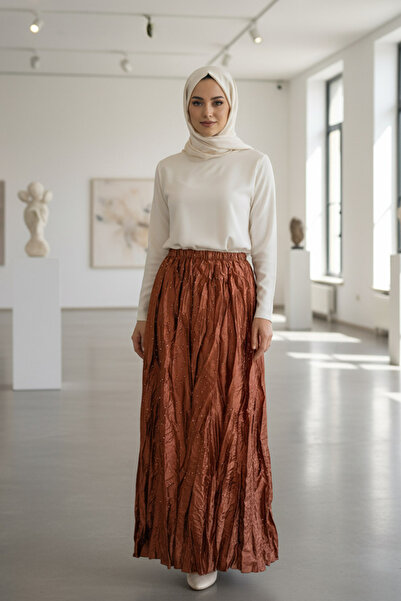 N.S NEVA STYLE Crinkled Tile Hijab Skirt 9227Krmt