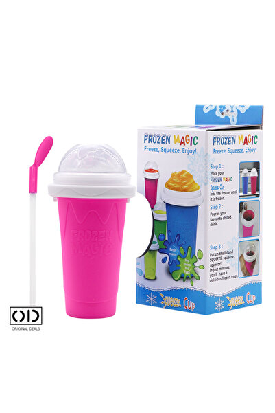 ORIGINAL DEALS Cana pentru prepararea de slushy, milkshake și suc congelat, compatibilă cu congelator, 250 ml cu lingură și pai