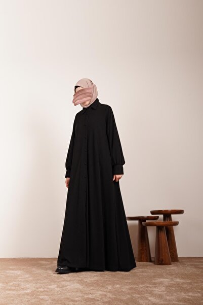 ANDE Kloş Triko Ferace-Siyah