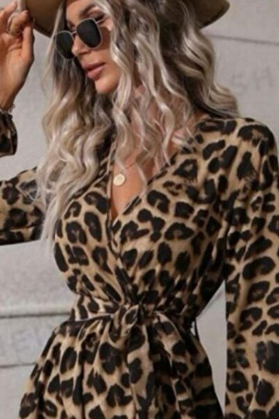 Mossta διπλό πέτο Μίνι φόρεμα με λουράκια με λαιμόκοψη Leopard