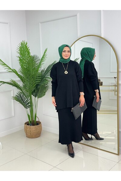 Enans Design Set Yakamoz Tesettür din două piese, cu tunică lungă din țesătur...