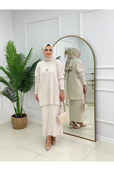 Enans Design Set Yakamoz Tesettür din două piese, cu tunică lungă din țesătur...