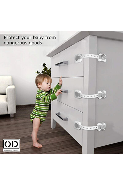 ORIGINAL DEALS Child Safety Locks for Doors, Cabinets, Drawers, Adjustable Length with Strong 3M Adhesive