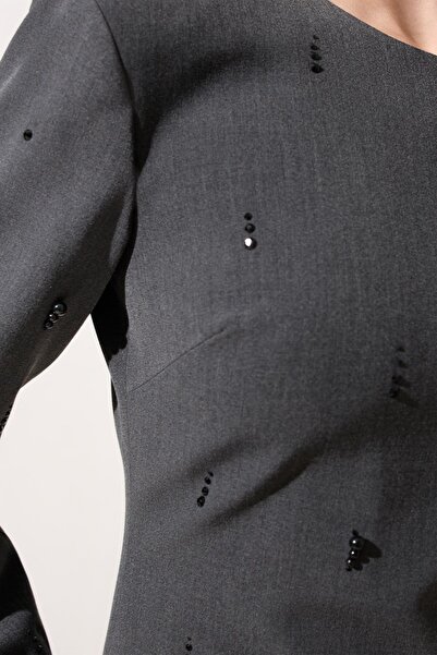 Setre Rochie scurtă cu mâneci lungi cu detalii de perle antracit