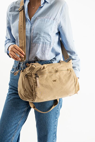 Çanta Trend Soft Textured Ultra-Lightweight, Waterproof Polyamide Fabric Shoulder and Arm Bag Mink Model: (571-13-14F)