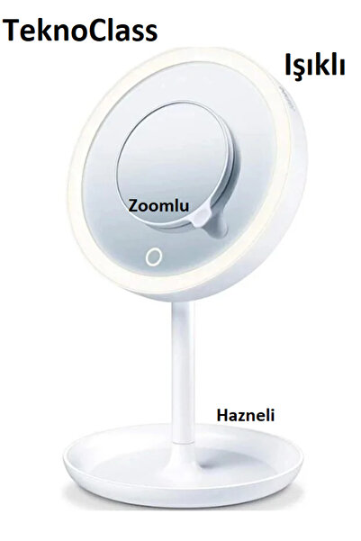 Canderel Şarjlı Büyüteçli Dokunmatik Led Işıklı Usb Li Yuvarlak Masa Üstü Mak...