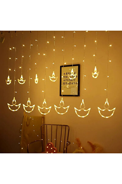 doneel سلسلة أضواء LED متعددة الألوان على شكل ديا مزخرفة لعيد ديوالي مع 12 مص...