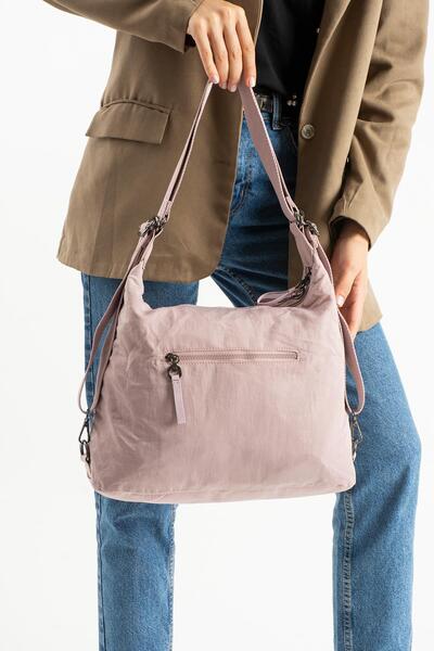 Çanta Trend Soft Textured Ultra-Lightweight, Waterproof Polyamide Fabric Shoulder/Backpack Pink Model: (571-13-14J)