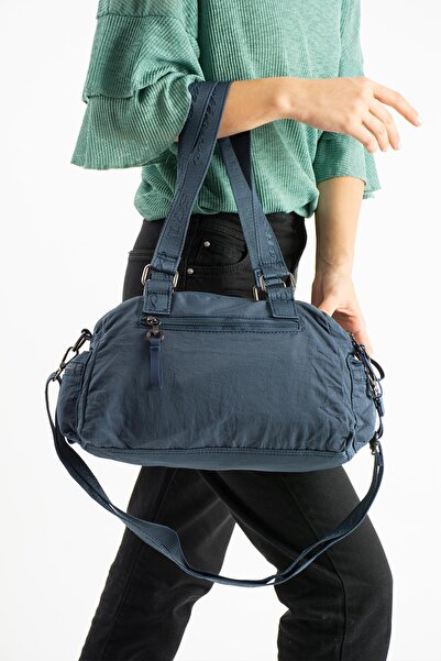 571 Collections Çanta Soft Textured Ultra-Lightweight, Waterproof Polyamide Fabric Shoulder Bag Navy Blue Model: (571-13-14K)