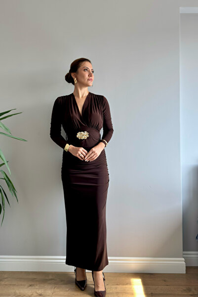 Nihan Kayışoğlu DRAPELİ TAŞ TOKALI ELBİSE