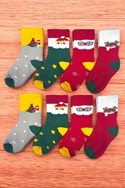 ZENGİN 8 чифта безшевни коледни зимни дебели кърпи Детски чорапи