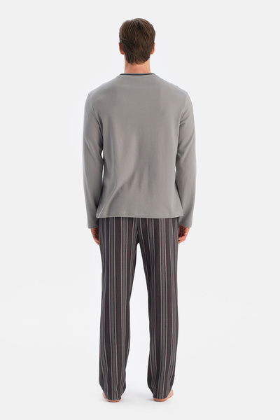Eros Gray Long Sleeve Crew Neck T-Shirt Pants Set
