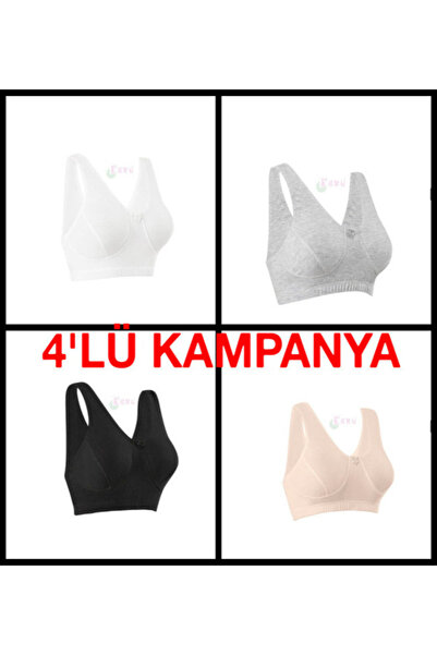 Ebru 4'Lü Asorti Paket Kalın Askılı %100 Pamuk Yarım Atlet