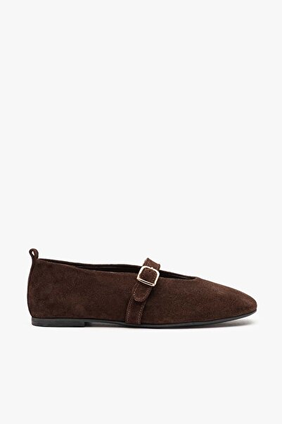 Louis Cardy Vitus Brown Suede Leather Women's Ballerinas