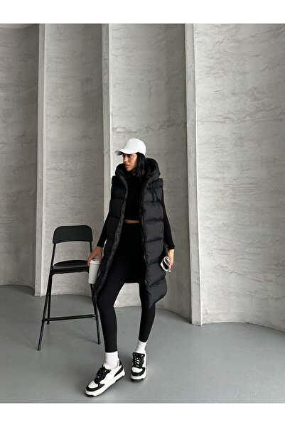 Fashionbox жіночий гелевий наповнювач з капюшоном на блискавці довгий надувний жилет 25111