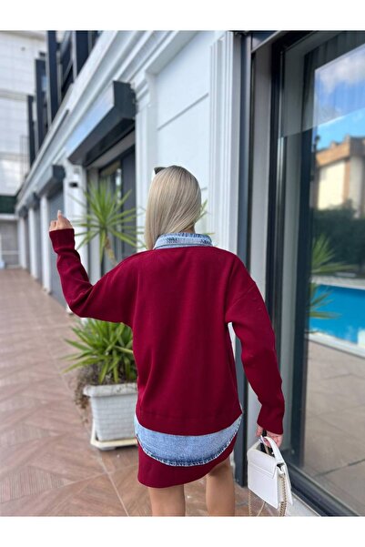 For Angels Denim Polo Knitwear Sweater with Collar and Skirt