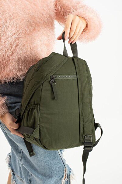 571 Collections Çanta Soft Textured Ultra-Lightweight, Flexible and Waterproof Polyamide Fabric Backpack Dark Green Model: (571-