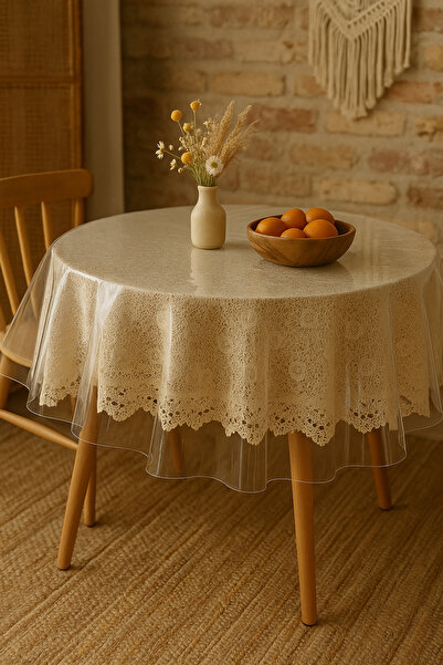 N NOXXO Pvc Transparent Thick Round Tablecloth Non-Slip Base, All Sizes 180 Micron 0.18 mm