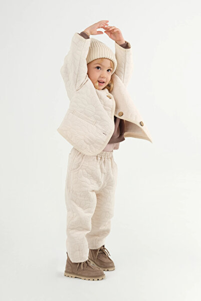 Mioma Kids Kapitone Çiçek Desen Pantolon Bej