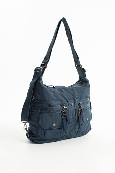 571 Collections Çanta Soft Textured Ultra-Lightweight, Waterproof Polyamide Fabric Shoulder/Backpack Navy Blue Model:(571-13-14J)