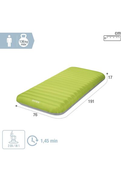 Intex Premaire Dura-Beam Camping Mat w/ USB150, Inflated Size: 76cm x 1.91m x 17cm