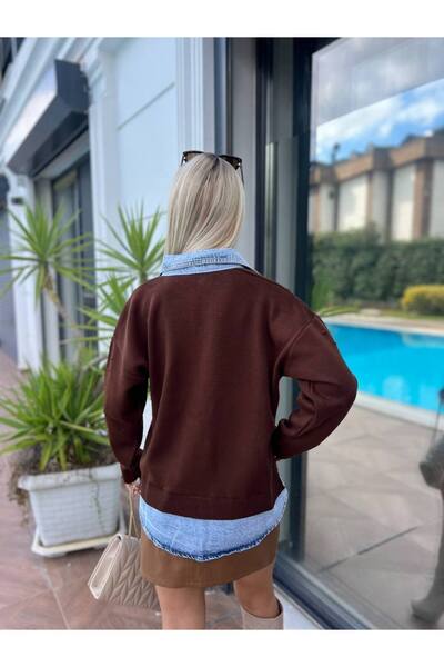 For Angels Πουλόβερ πλεκτό τζιν με πέτο και φούστα