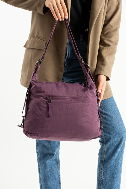 571 Collections Çanta Soft Textured Ultra-Lightweight, Waterproof Polyamide Fabric Shoulder and Backpack Purple Model: (571-13-14J)
