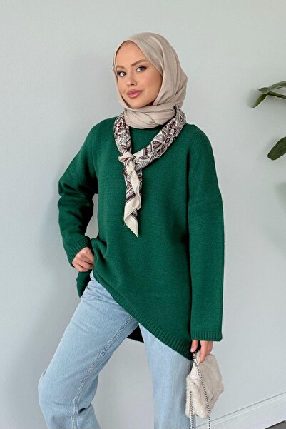 Hazamoda سترة سيزين الأمامية بيضاوية الشكل باللون الأخضر