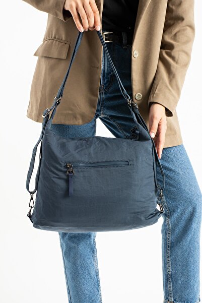 571 Collections Çanta Soft Textured Ultra-Lightweight, Waterproof Polyamide Fabric Shoulder/Backpack Navy Blue Model:(571-13-14J)