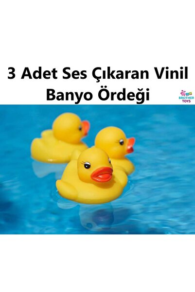 Brother Toys 3 Adet Ses Çıkaran Vinil Ördek Banyo Oyuncağı Sevimli Ördekler 5 Cm.