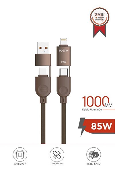 Torima Şarj Kablosu Type-C to Type-C Lightning Hızlı 85W 4IN1 Data Kablo U17 ...