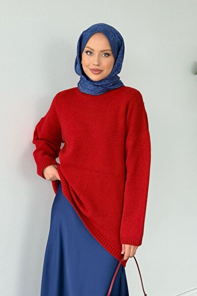 Hazamoda Sezin Front Oval Sweater Red