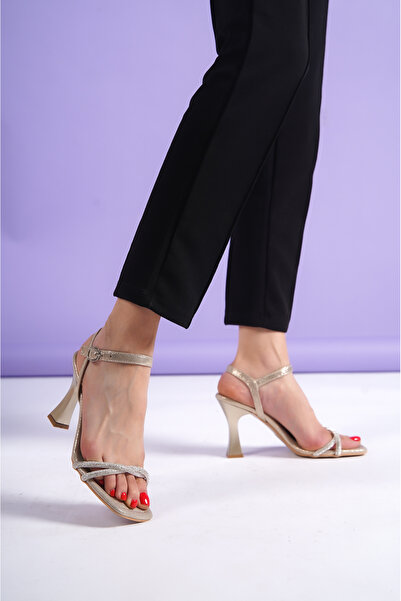 guijarro Elegant Comfortable Heeled Ankle Strap Sandals - Glitter Stone Eveni...