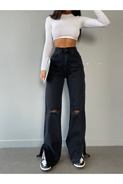 ADAMODA.RO Flared jeans with rips and raw hem