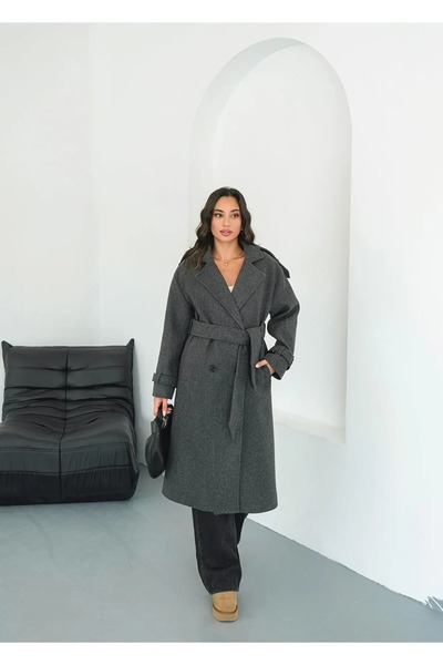 Paragon Women's Black Hijab Cashmere Coat Long Winter Belted Stylish Overcoat Jacket