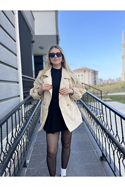 AUREA Kısa balon kol trençkot