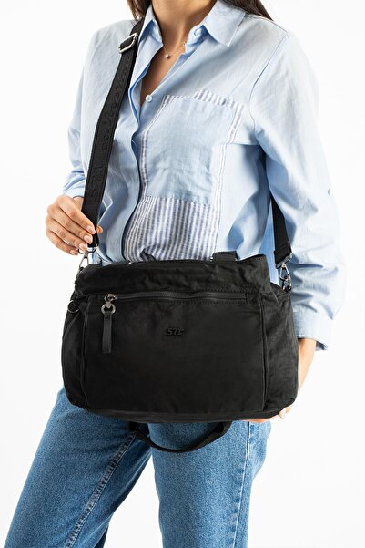 571 Collections Çanta Soft Textured Ultra-Lightweight, Flexible and Waterproof Polyamide Fabric Shoulder and Arm Bag Black Model: (57