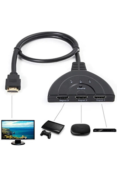 Forbin 3 Port Kablolu HDMI 4K Destekli Switch Çoklayıcı Çoğaltıcı Splitter 1 Giriş 3 Çıkış Hdmi Splitter