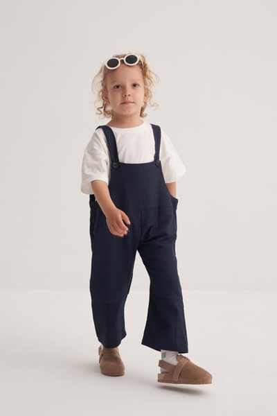 EBU Prive Unisex Children's Draped Cotton Salopet Navy Blue