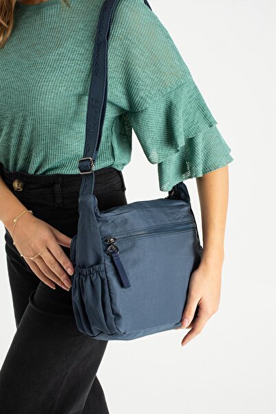 571 Collections Çanta М'яка на дотик, надзвичайно легка, еластична та водонепроникна сумка через плече з поліамідної тканини, темно-синього кольору Модель: (571-13)