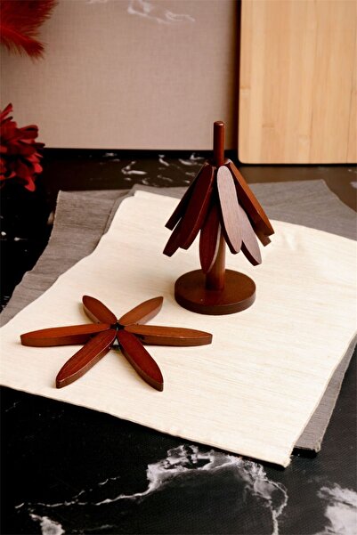 Bayev Bamboo Acacia Nihale 3-Piece Wooden Cup and Plate Coaster 700823