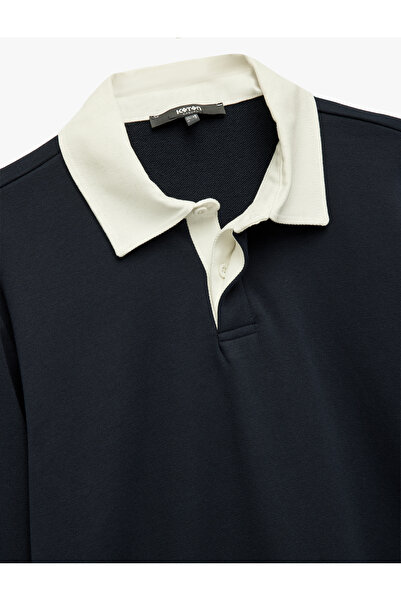 Koton Світшот з довгими рукавами, поло з ґудзиками та коміром-стійкою